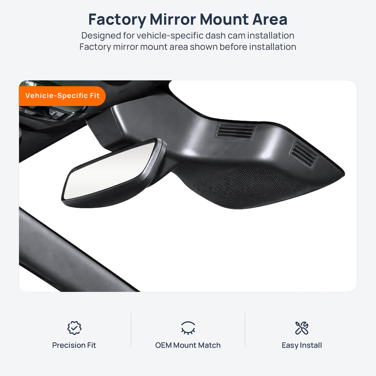 Factory mirror mount area for GAC Trumpchi M8 dash cam installation