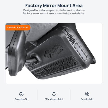 Factory mirror mount area for Chery Tiggo 7 Plus (Tiggo 7 Pro Max) dash cam installation