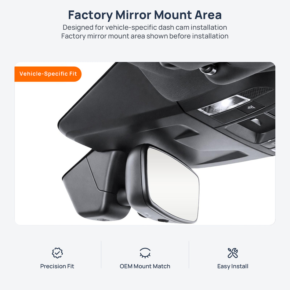 Factory mirror mount area for Porsche 911 992.2 dash cam installation