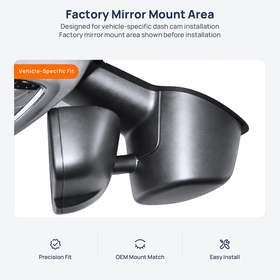 Factory mirror mount area for Jeep Cherokee KL dash cam installation