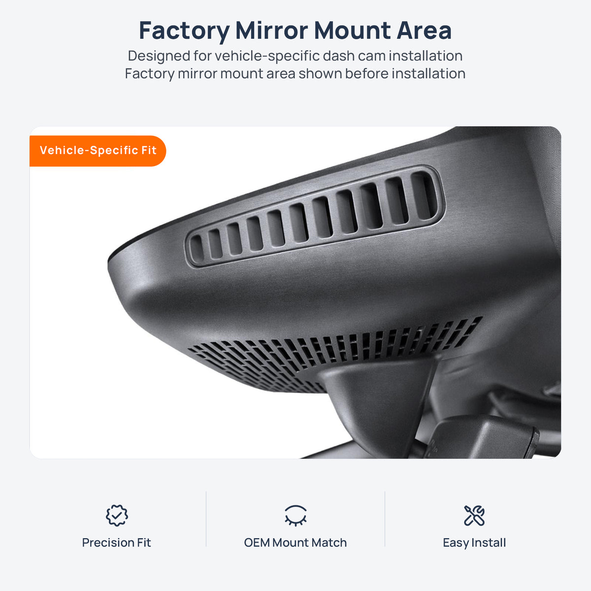 Factory mirror mount area for GAC Trumpchi S7 dash cam installation