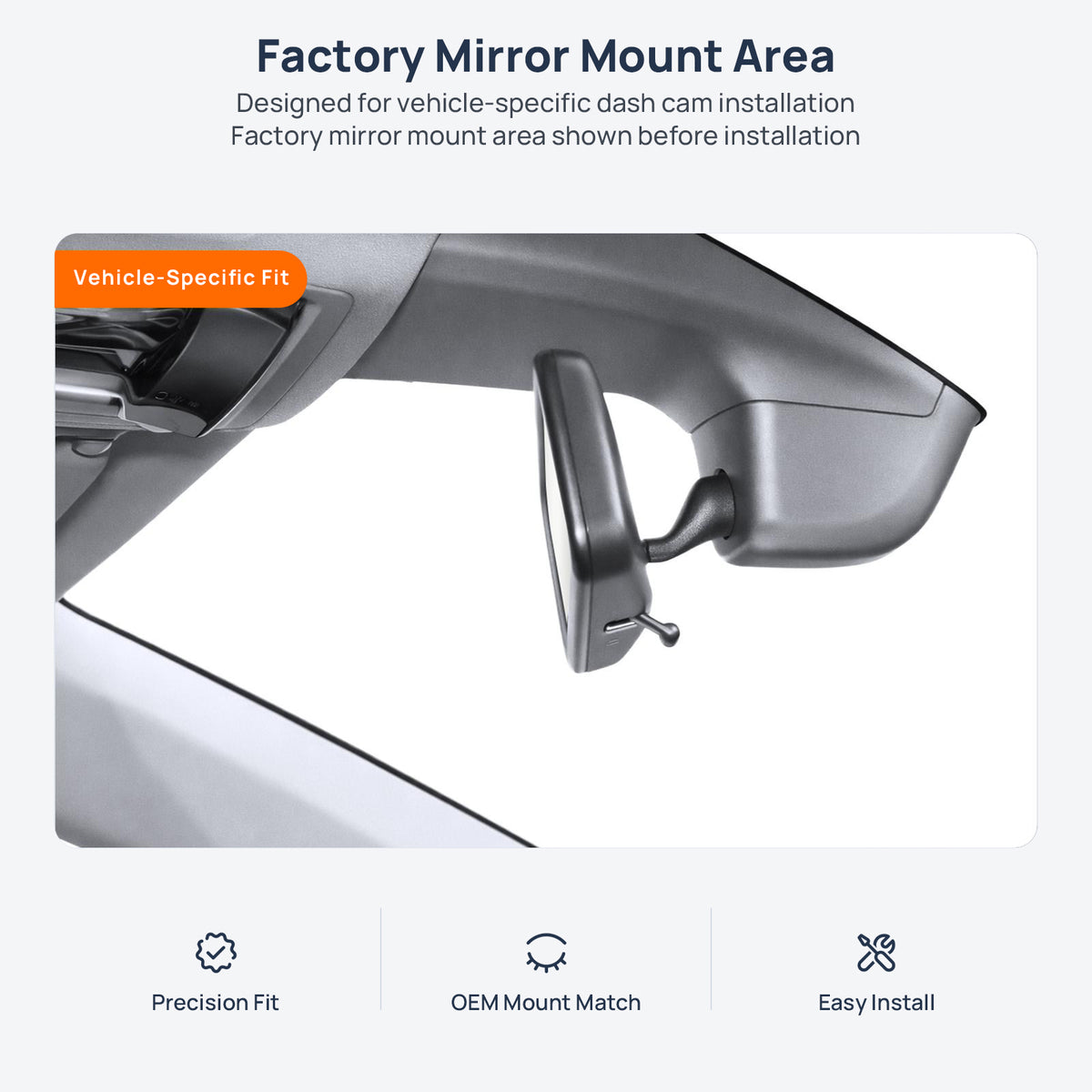 Factory mirror mount area for Volkswagen Lamando L dash cam installation