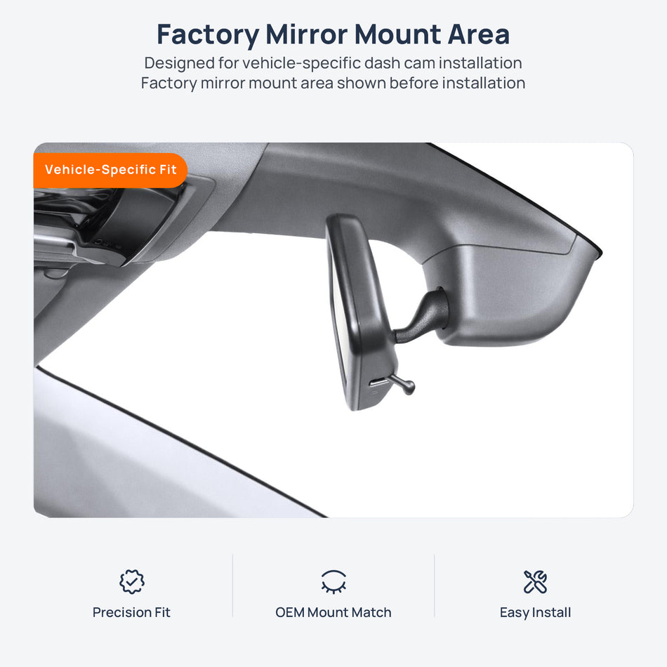 Factory mirror mount area for Volkswagen Lamando L dash cam installation