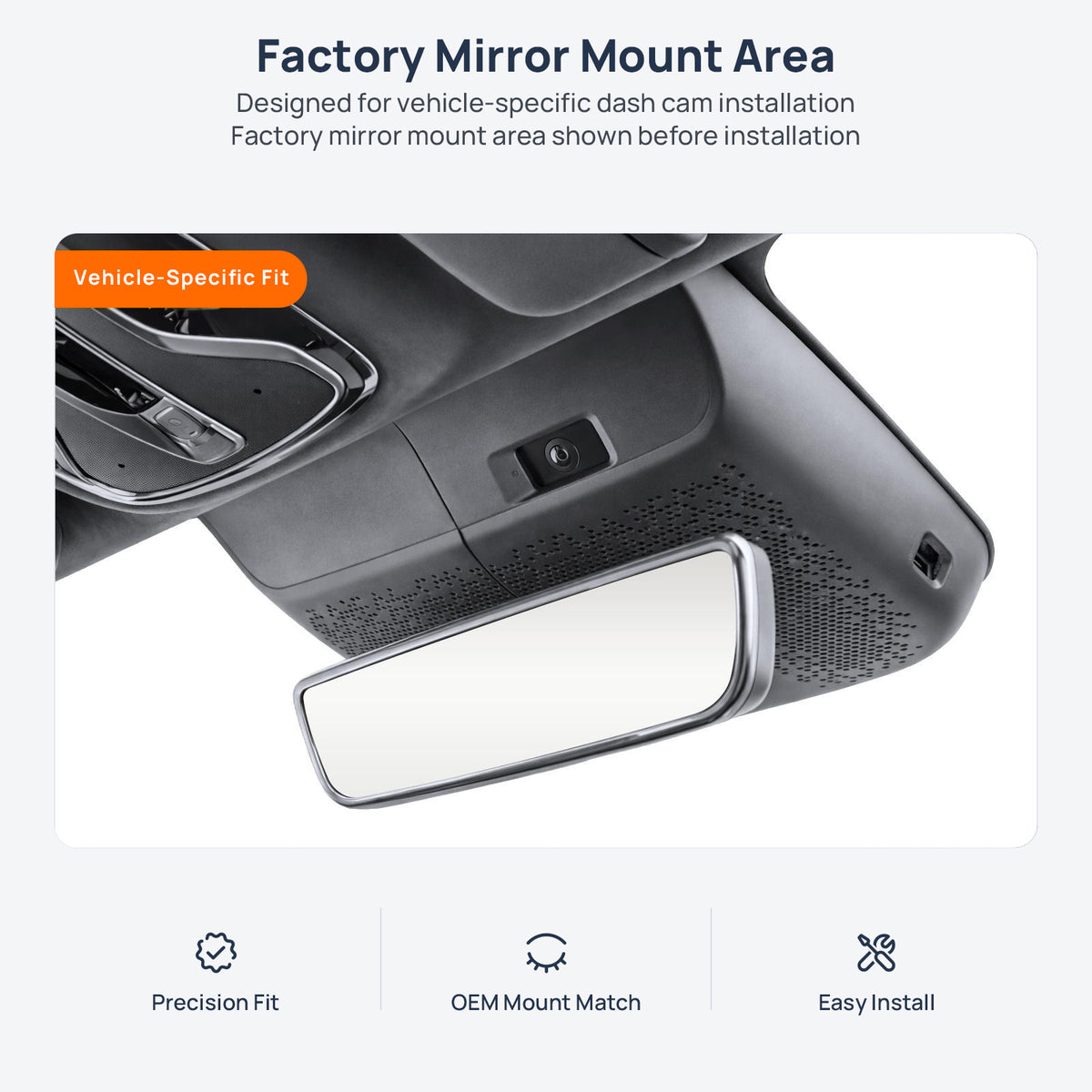 Factory mirror mount area for AION LX Plus dash cam installation