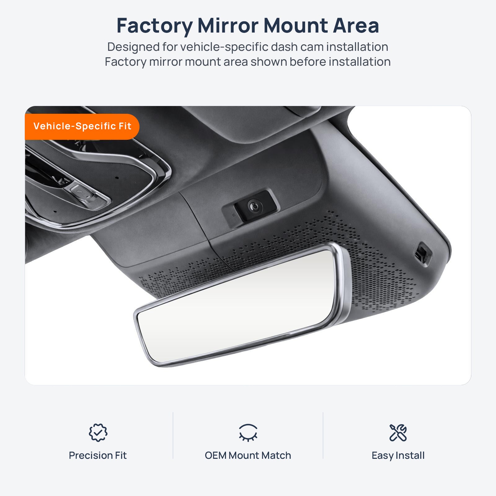 Factory mirror mount area for AION LX Plus dash cam installation