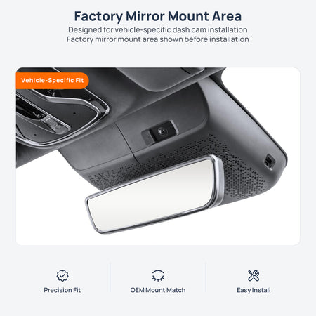 Factory mirror mount area for AION LX Plus dash cam installation