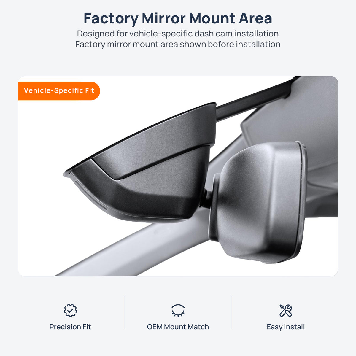 Factory mirror mount area for Volkswagen Touareg 7P dash cam installation