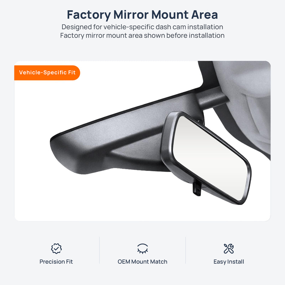 Factory mirror mount area for Peugeot 2008 dash cam installation