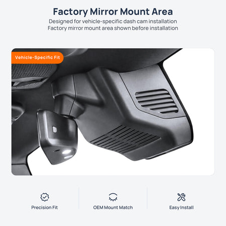 Factory mirror mount area for Mercedes-Benz G 580 with EQ Technology W465 dash cam installation