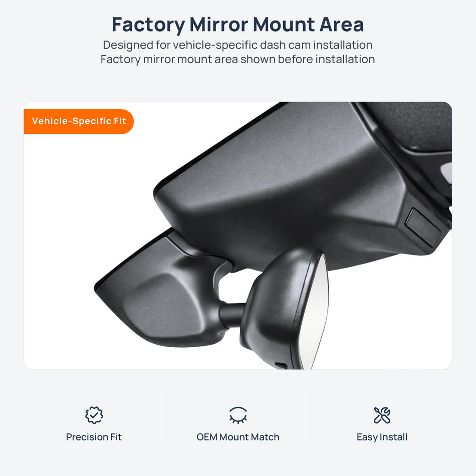 Factory mirror mount area for Porsche Macan 95B dash cam installation