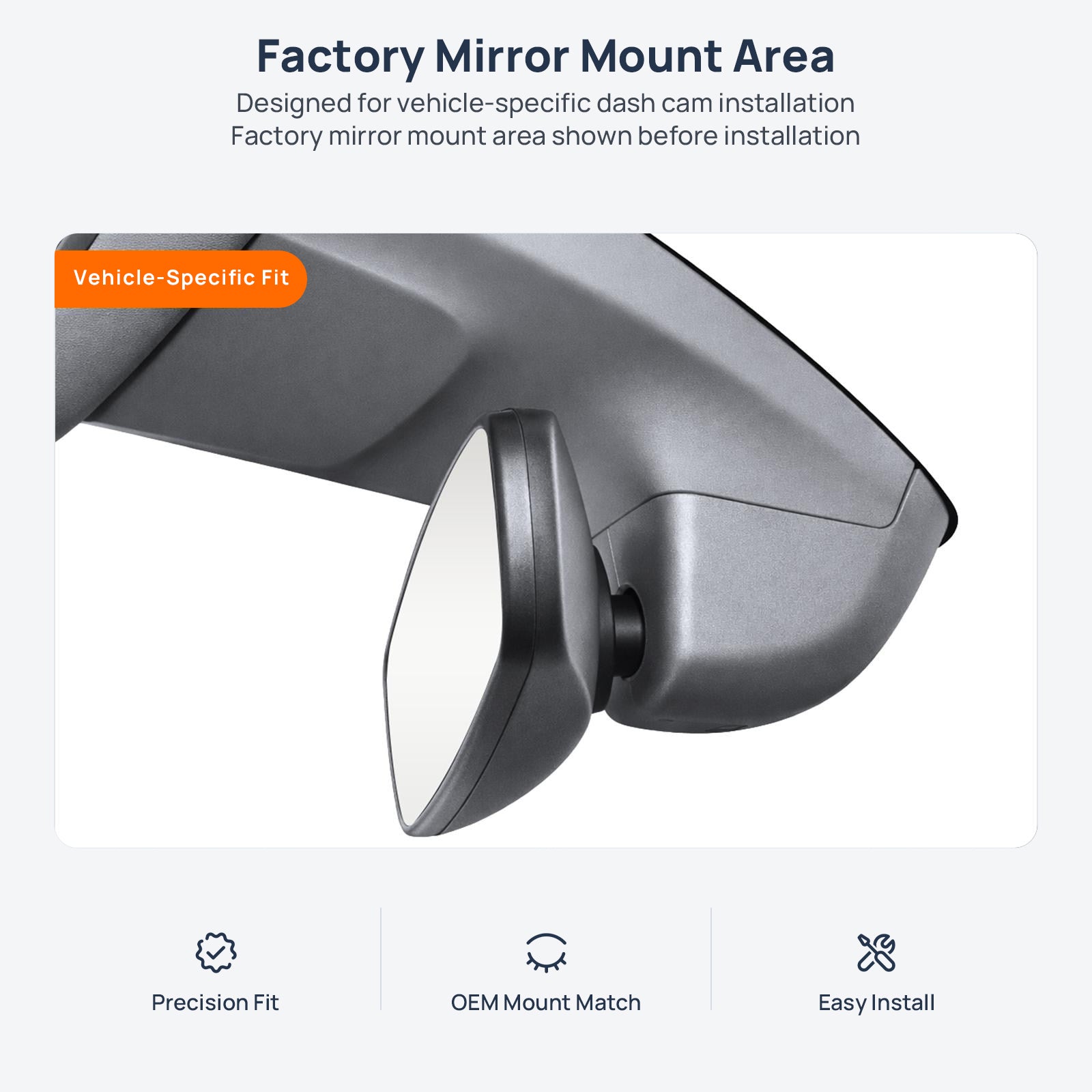 Factory mirror mount area for Volkswagen Tharu dash cam installation