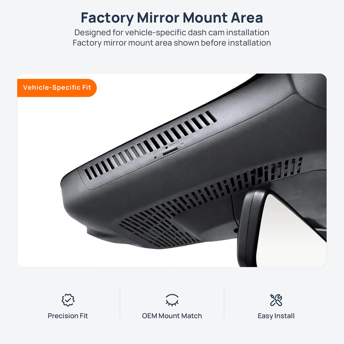 Factory mirror mount area for Geely Galaxy Starshine 8 dash cam installation