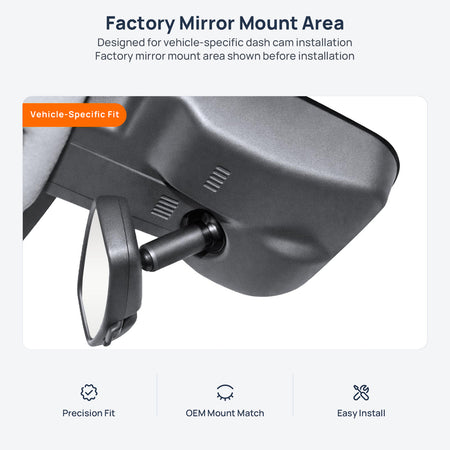 Factory mirror mount area for Chevrolet Seeker dash cam installation