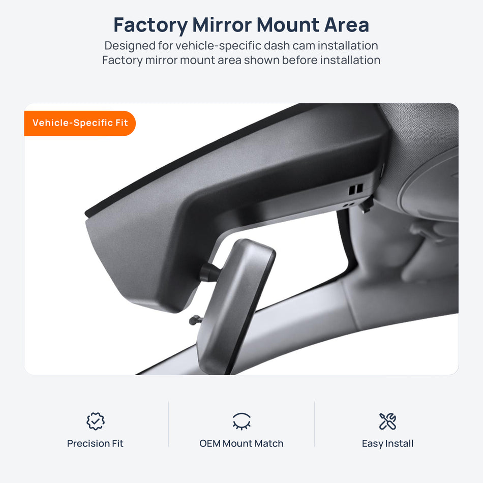 Factory mirror mount area for Peugeot 508L dash cam installation