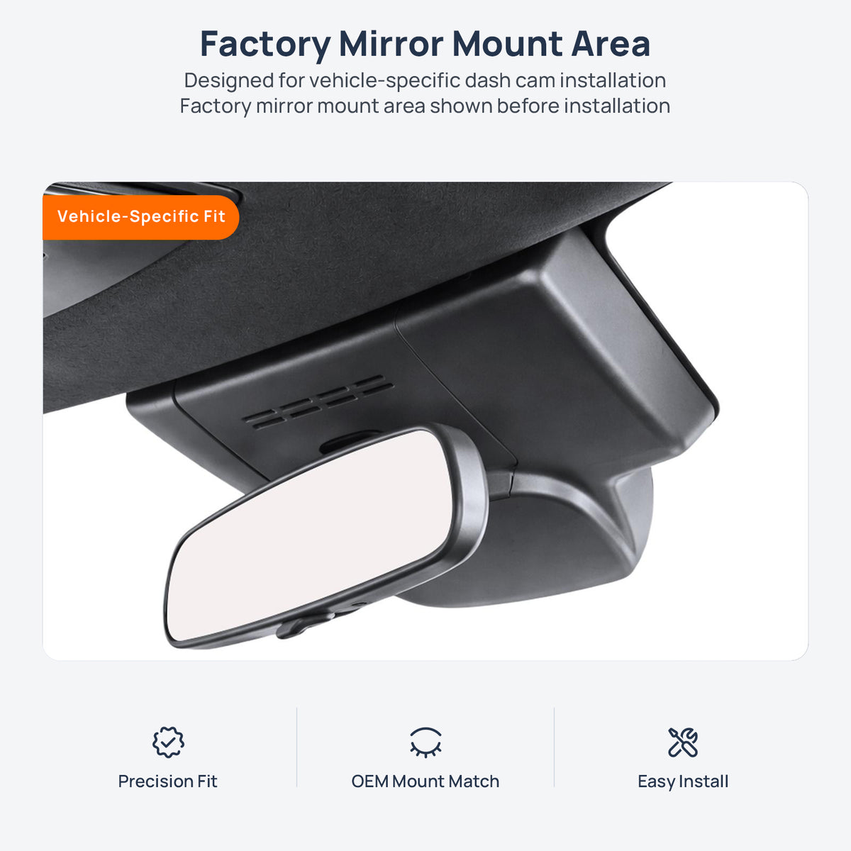 Factory mirror mount area for Toyota Corolla Cross XG10 dash cam installation