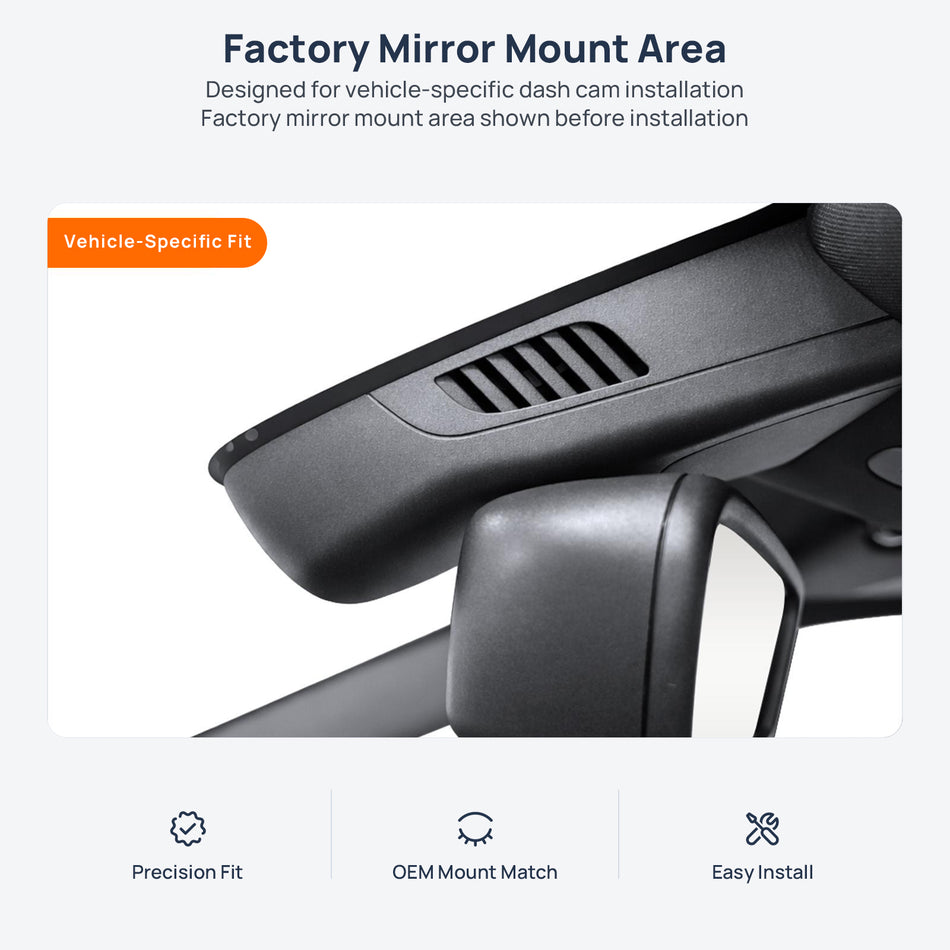 Factory mirror mount area for Infiniti QX30 H15 dash cam installation