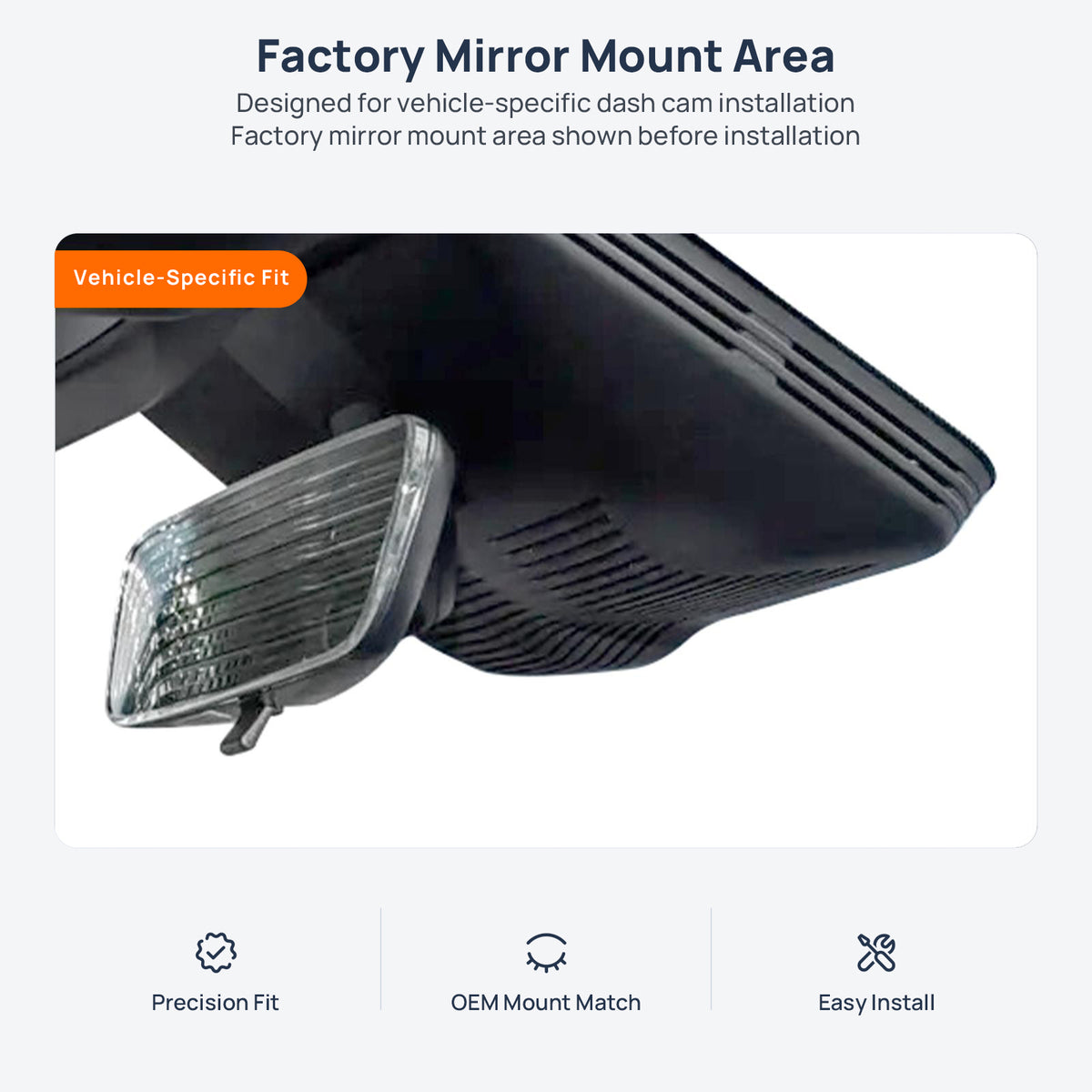 Factory mirror mount area for BYD Qin L DM-i dash cam installation