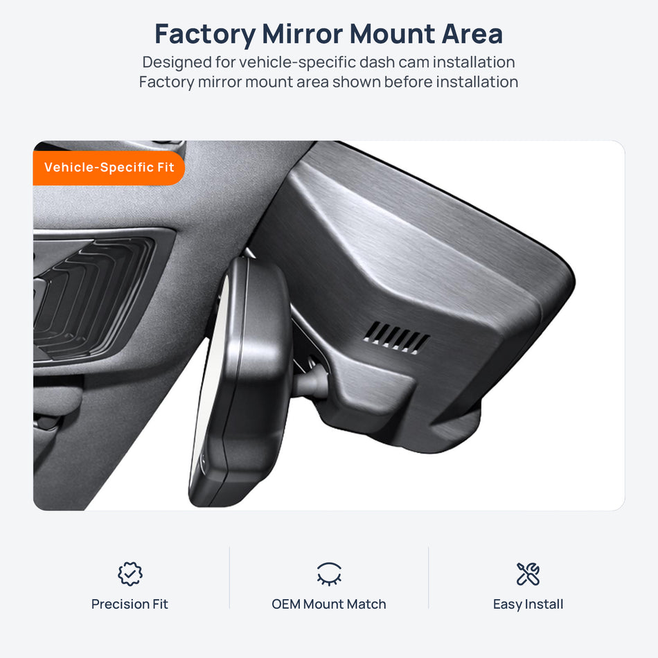 Factory mirror mount area for Hongqi HS7 dash cam installation