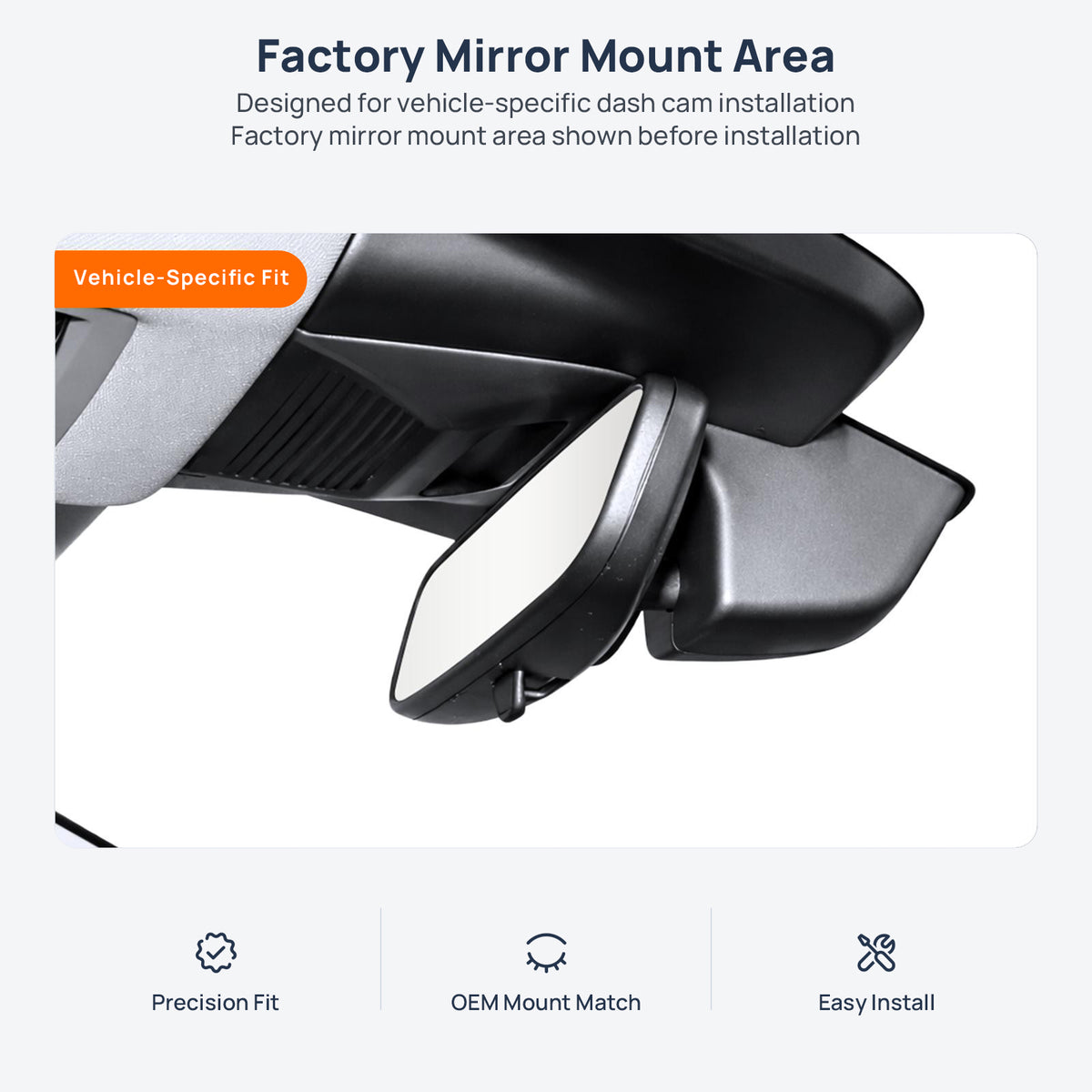 Factory mirror mount area for Volkswagen Lavida dash cam installation