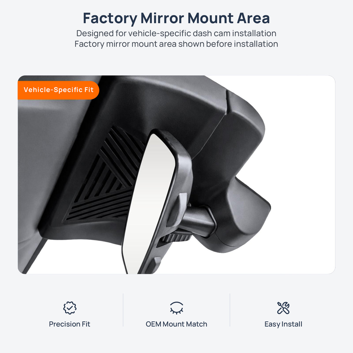 Factory mirror mount area for BMW 2 Series F74 dash cam installation