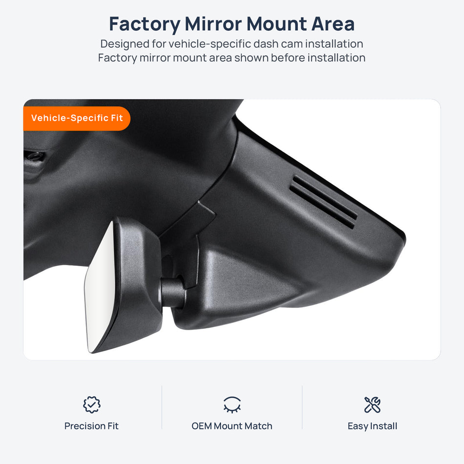 Factory mirror mount area for Ferrari 296 GTB (GTS) dash cam installation