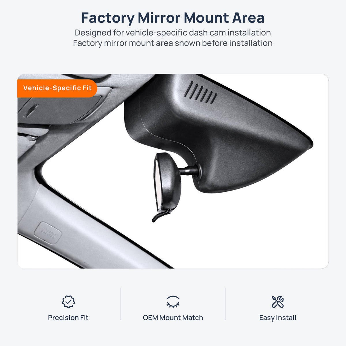 Factory mirror mount area for GAC Trumpchi GS5 dash cam installation