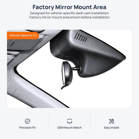 Factory mirror mount area for GAC Trumpchi GS5 dash cam installation