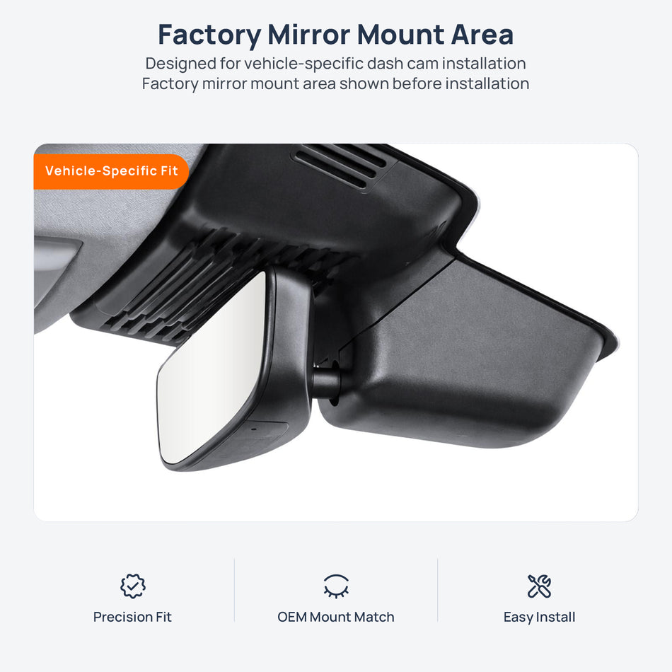 Factory mirror mount area for Range Rover Evoque PHEV L551 dash cam installation
