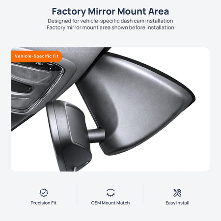 Factory mirror mount area for Jeep Cherokee KL dash cam installation