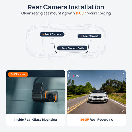Rear camera installation for Lexus LX 700h dash cam with inside rear-glass mounting