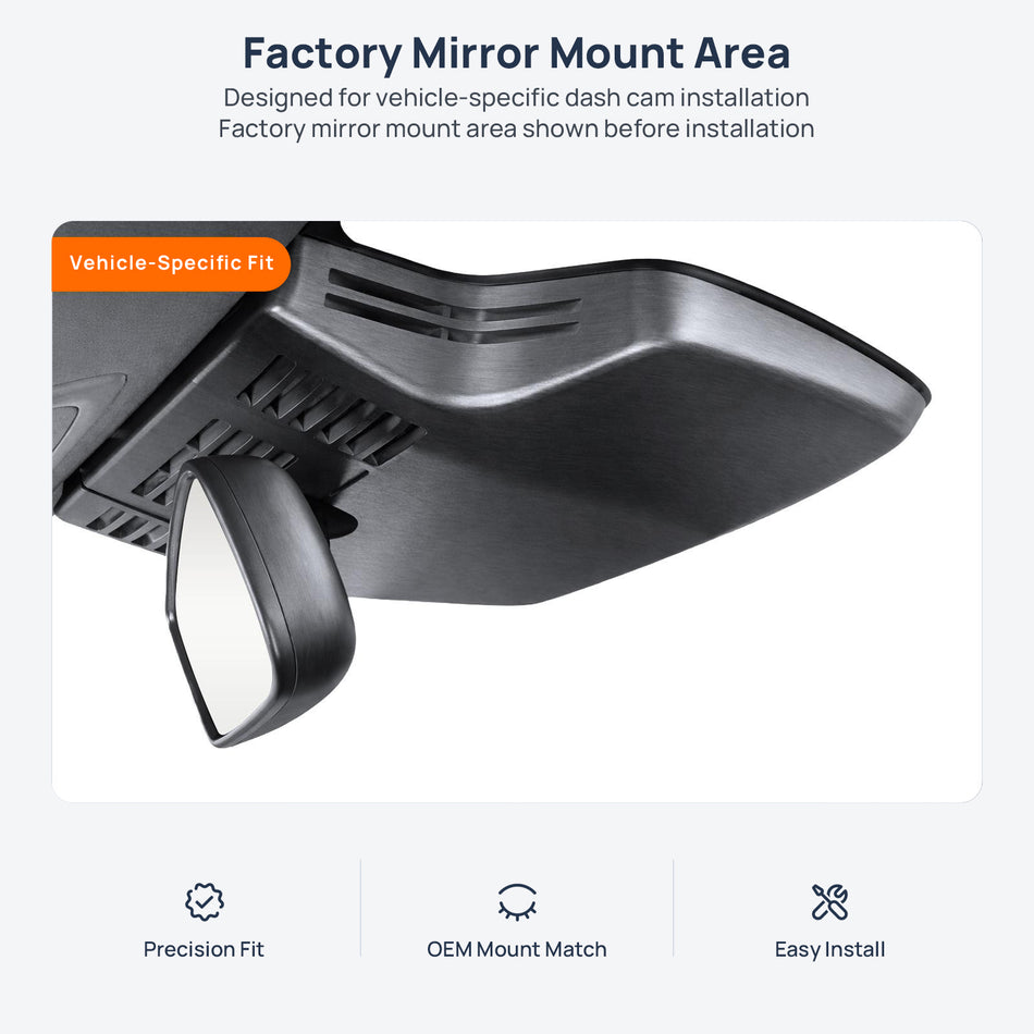 Factory mirror mount area for Toyota bz5 dash cam installation