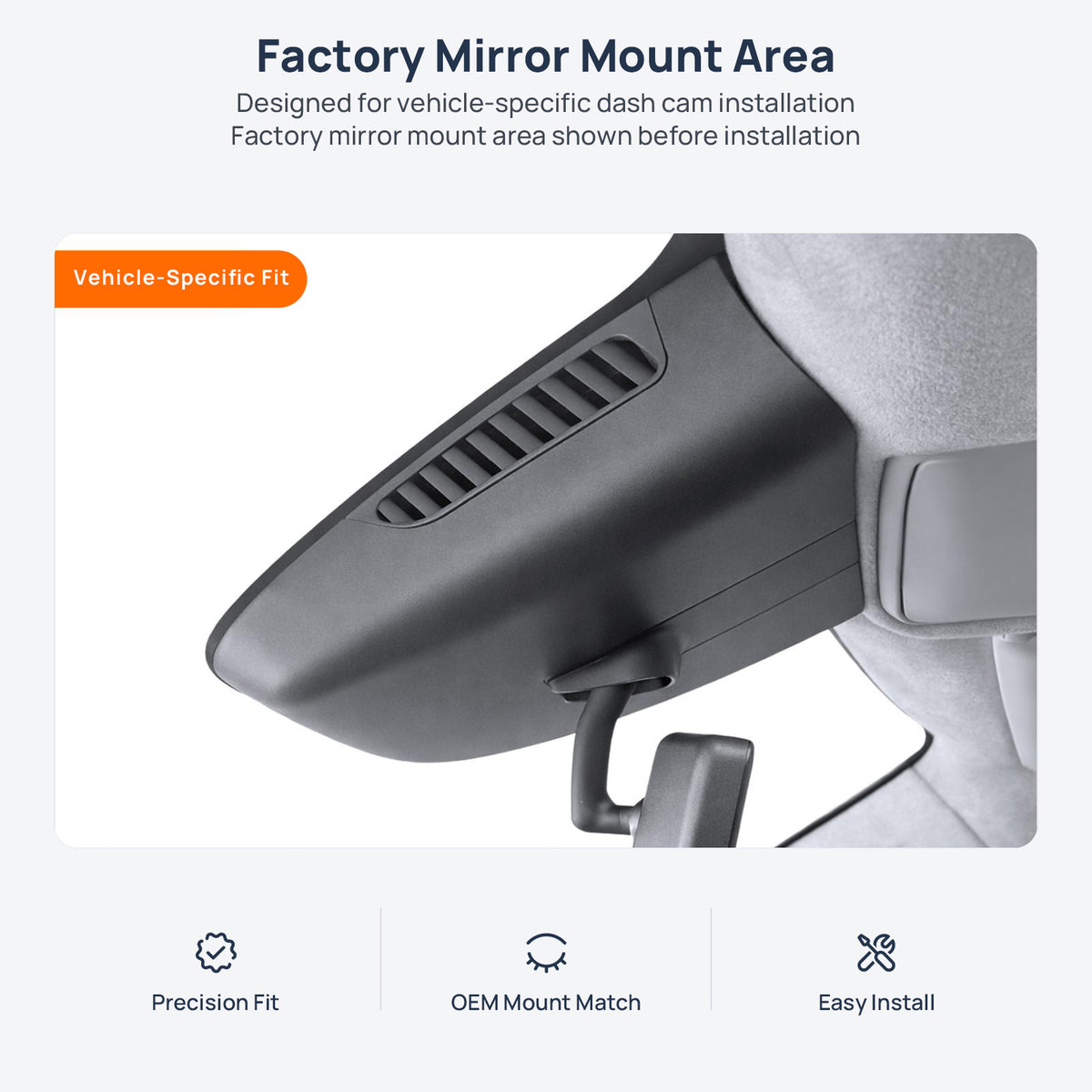 Factory mirror mount area for Mercedes-Benz Vito W447 dash cam installation