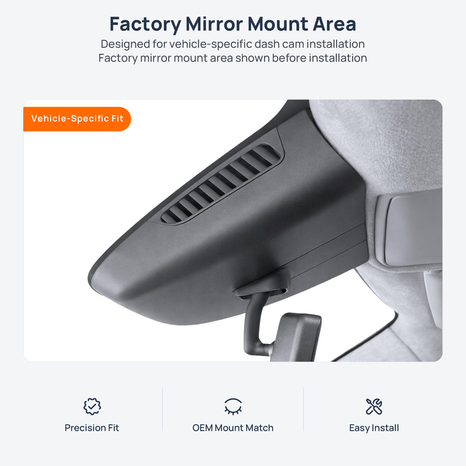 Factory mirror mount area for Mercedes-Benz Vito W447 dash cam installation