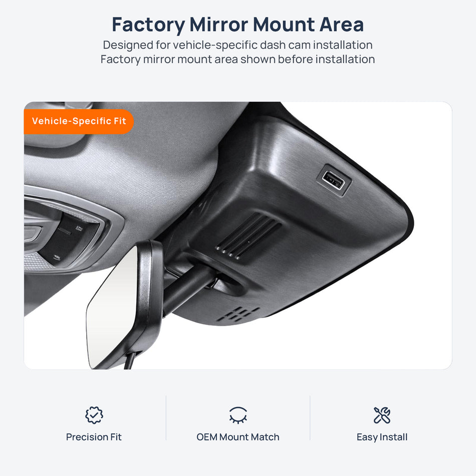 Factory mirror mount area for HAVAL Big Dog (Dargo) dash cam installation
