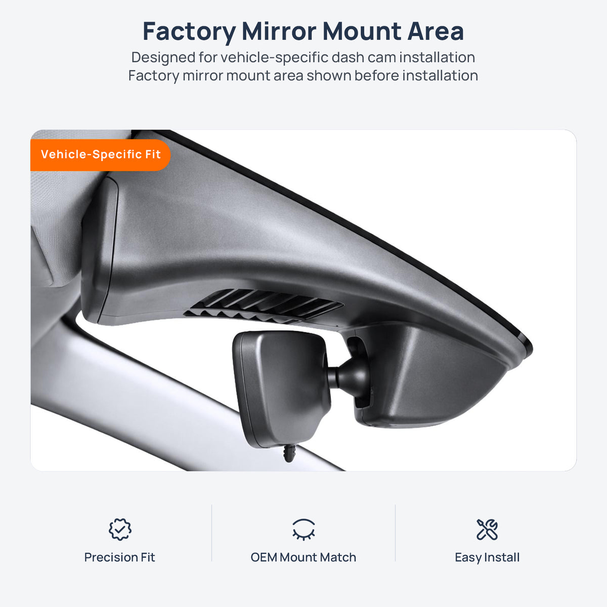 Factory mirror mount area for Mazda CX-50 dash cam installation