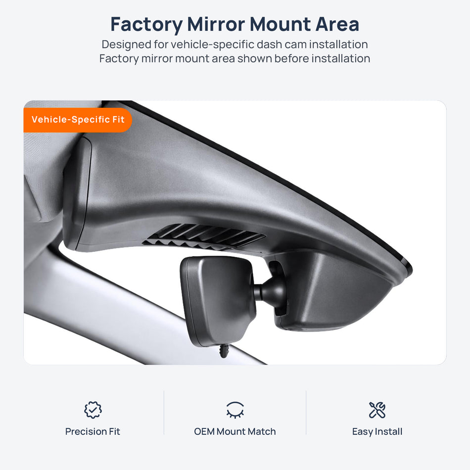 Factory mirror mount area for Mazda CX-50 dash cam installation