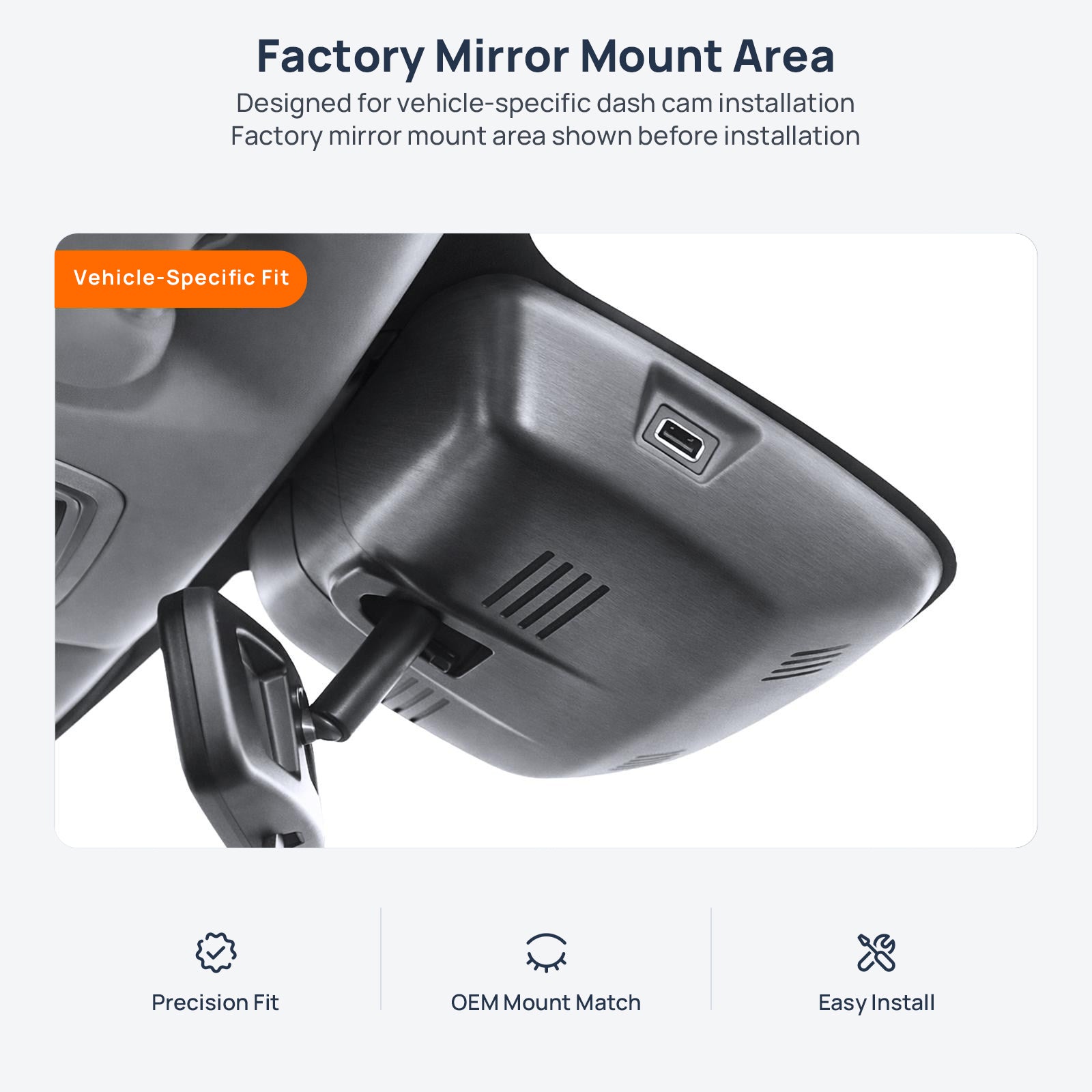 Factory mirror mount area for HAVAL H6 dash cam installation