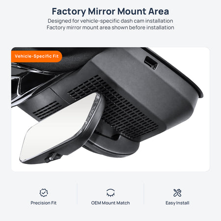 Factory mirror mount area for JETOUR X70L dash cam installation