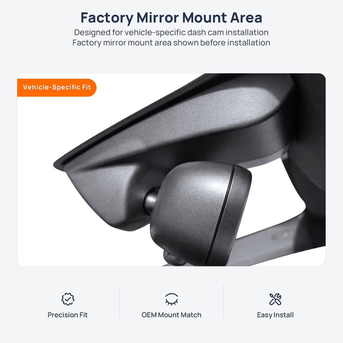 Factory mirror mount area for BMW X2 F39 dash cam installation