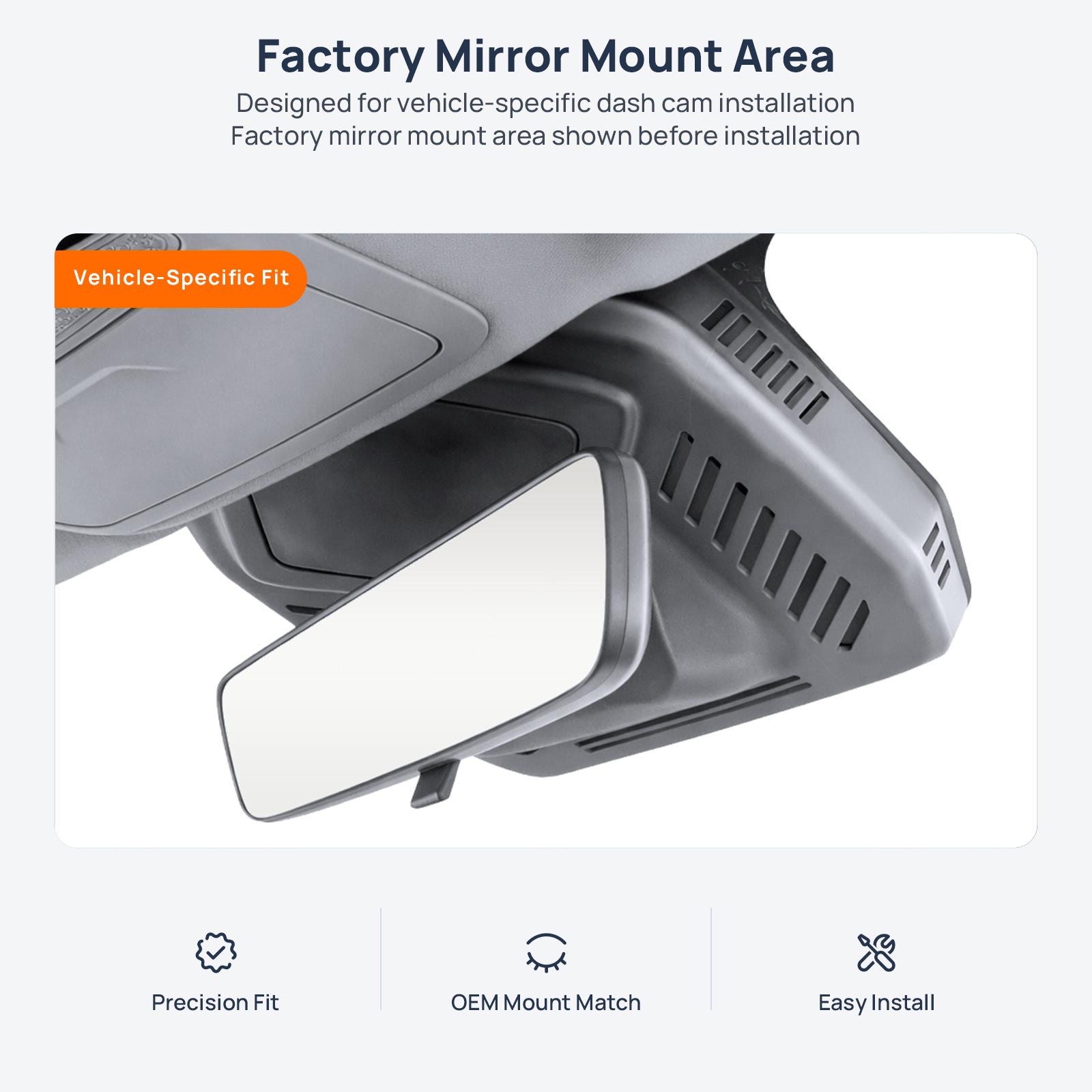 Factory mirror mount area for Geometry G6 dash cam installation
