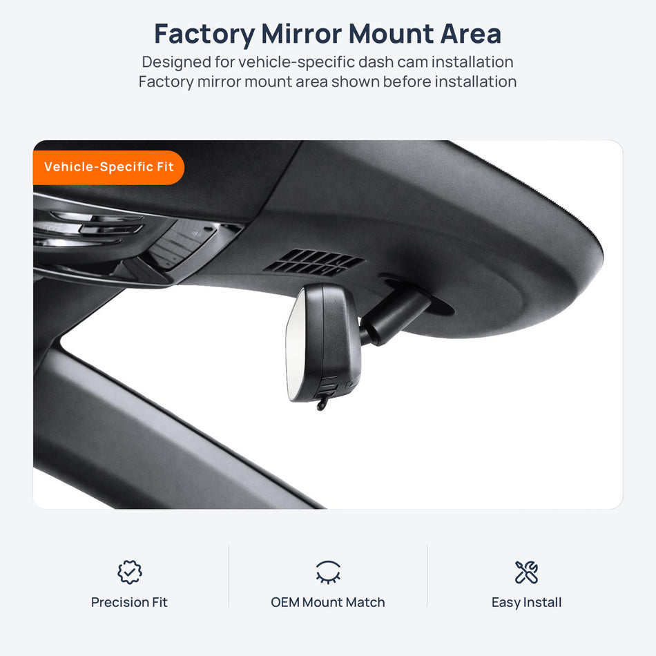 Factory mirror mount area for Cadillac LYRIQ dash cam installation
