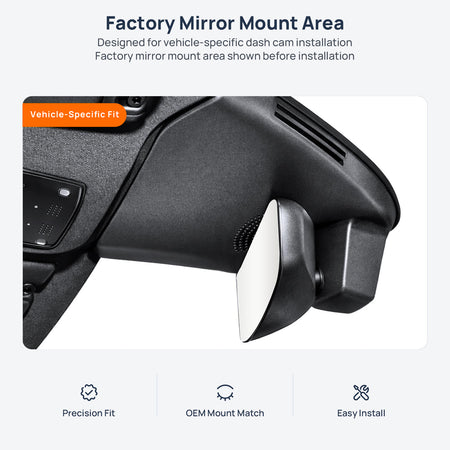 Factory mirror mount area for Ferrari Roma (Roma Spider) dash cam installation