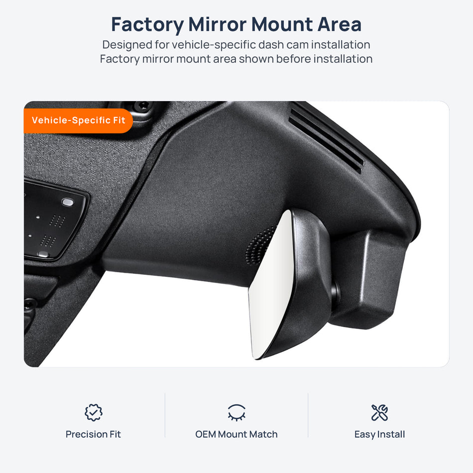 Factory mirror mount area for Ferrari Roma (Roma Spider) dash cam installation
