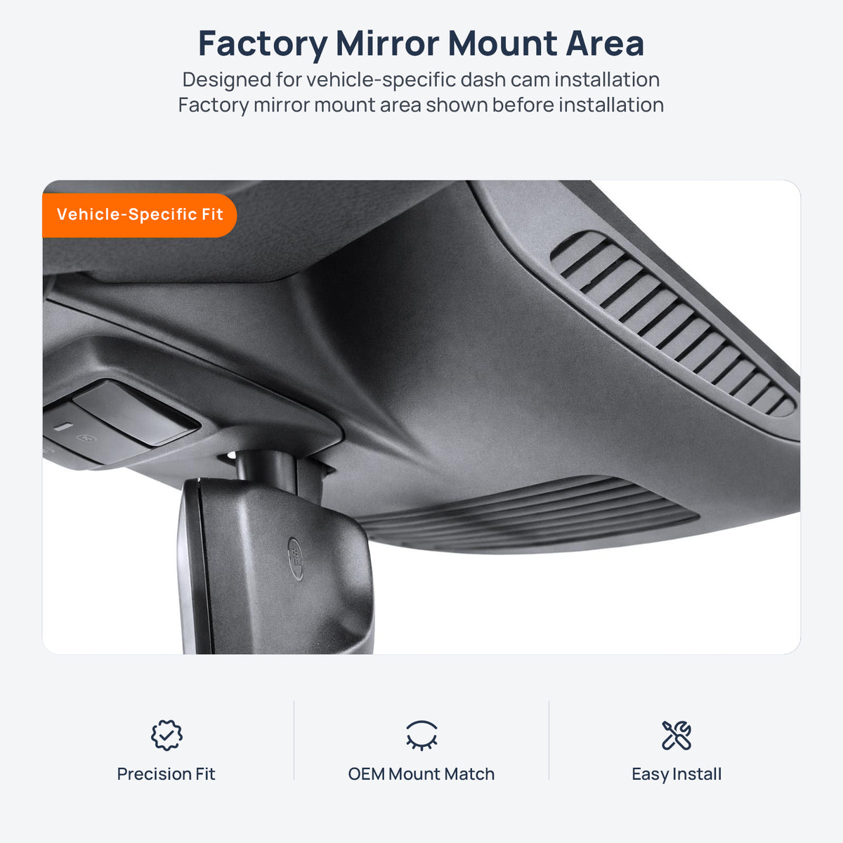 Factory mirror mount area for Mercedes-Benz E-Class Cabriolet A238/C238 dash cam installation