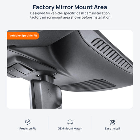 Factory mirror mount area for Mercedes-Benz E-Class Cabriolet A238/C238 dash cam installation