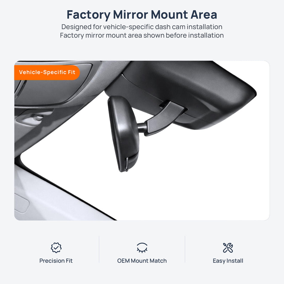 Factory mirror mount area for Bestune B70 dash cam installation