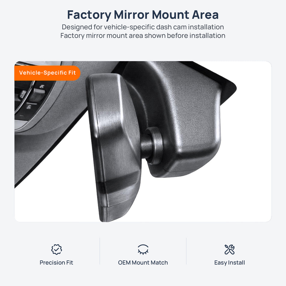 Factory mirror mount area for Honda Spirior dash cam installation