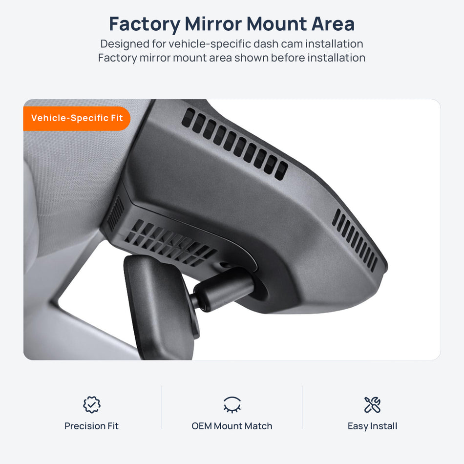 Factory mirror mount area for Chevrolet Equinox Plus PHEV dash cam installation
