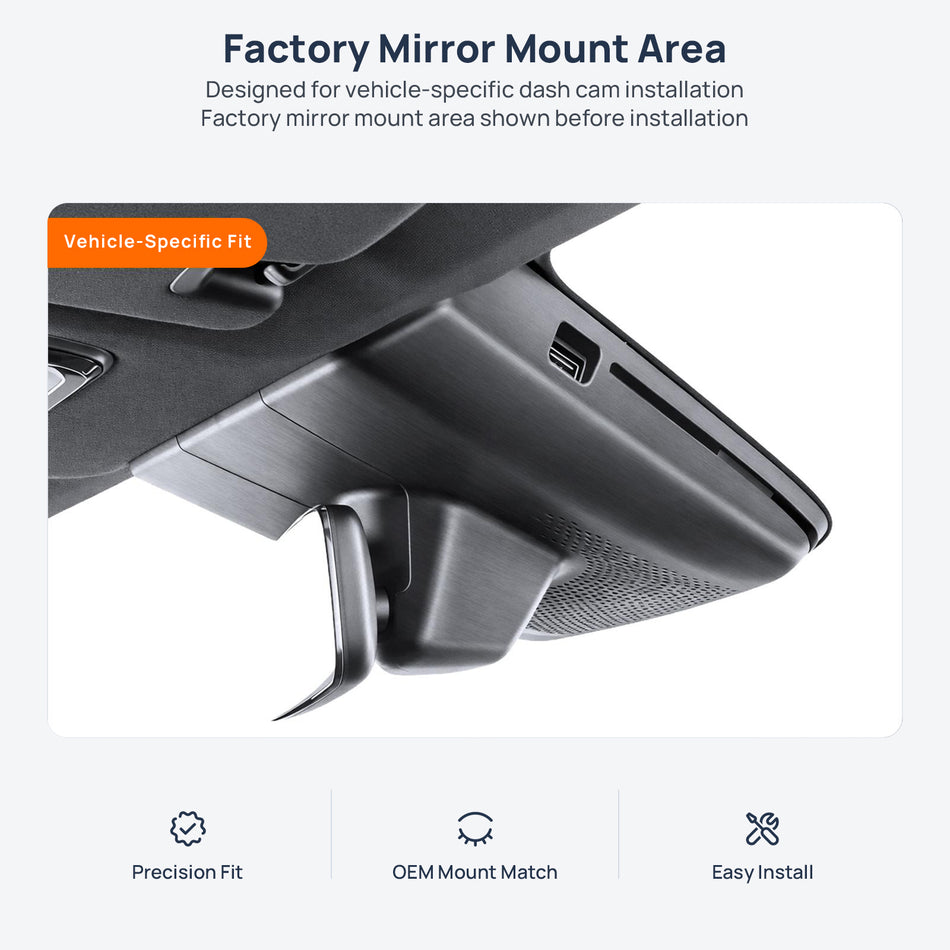 Factory mirror mount area for Lynk & Co 03 dash cam installation