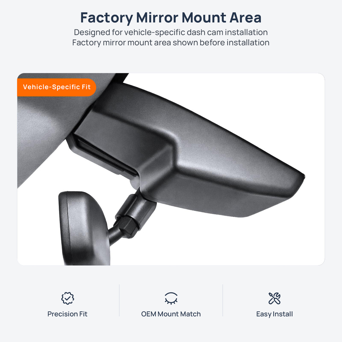 Factory mirror mount area for Hyundai Tucson L NX4 dash cam installation